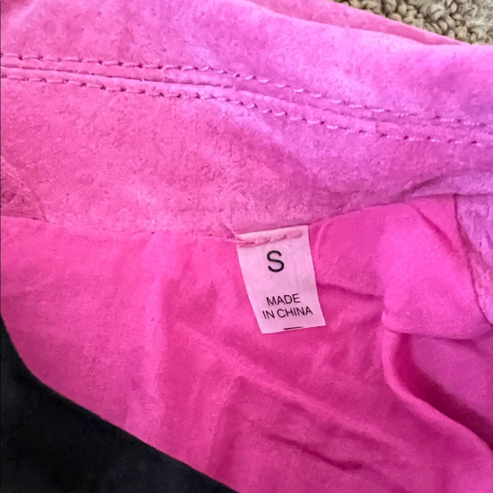Bagatelle Hot Pink Leather Jacket with Silver Accents - Picture 3 of 4